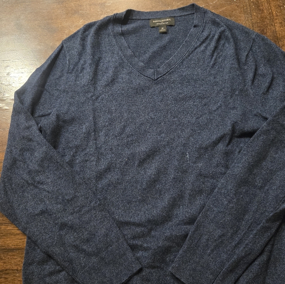 Banana Republic Deep Blue V-Neck Sweater